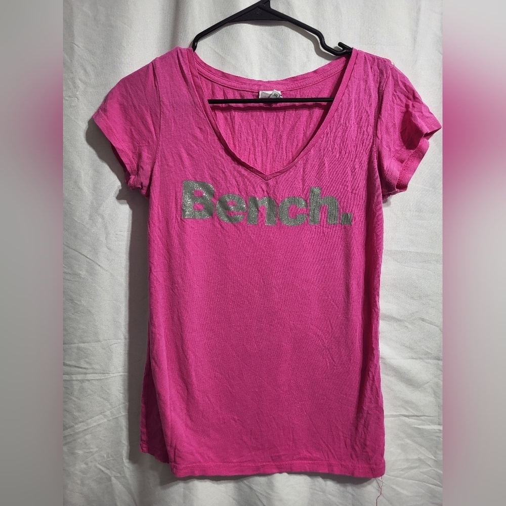 Bench Pink T-Shirt with Gray Logo, Size Small